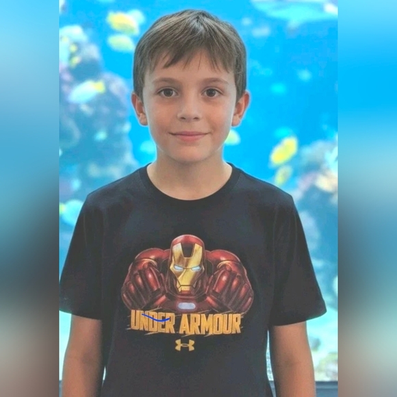 Under Armour Other - Under Armour Marvel Black T-shirt Iron Man Boys Large YLG Loose Heat Gear